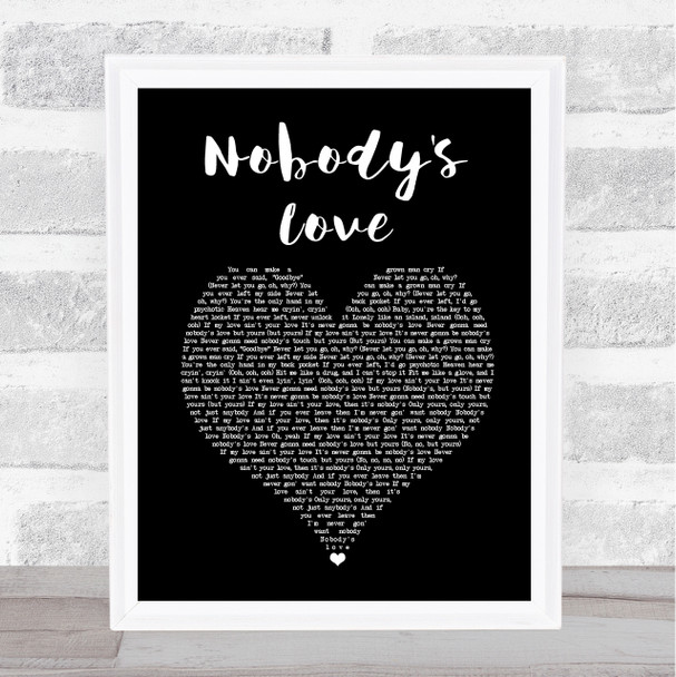 Maroon 5 Nobody's Love Black Heart Song Lyric Art Print