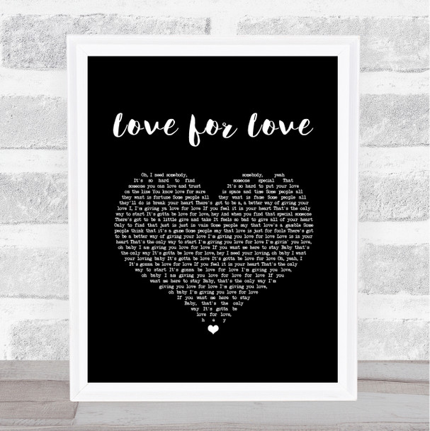 Robin S Love for Love Black Heart Song Lyric Art Print