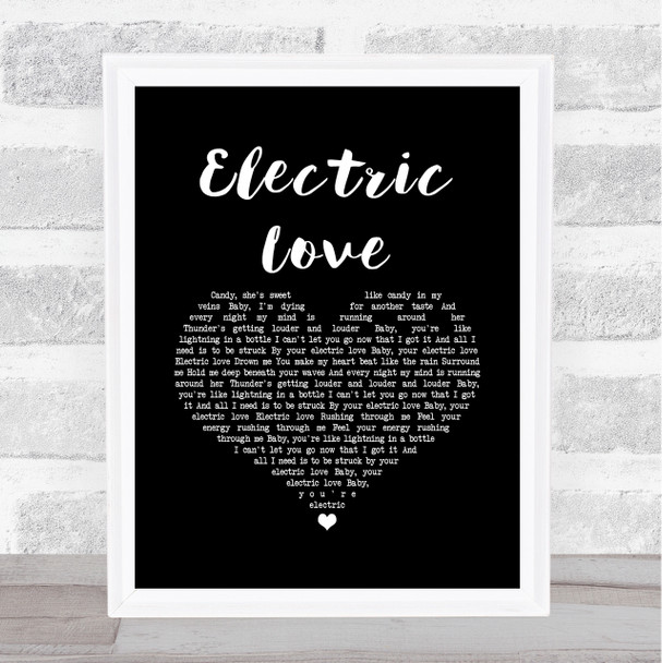 BØRNS Electric Love Black Heart Song Lyric Art Print