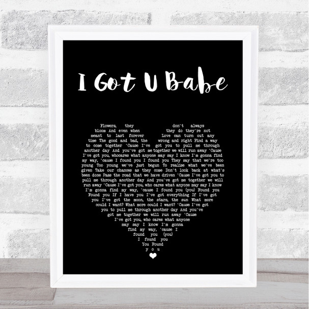 Sinmarte Macluchinger I Got U Babe Black Heart Song Lyric Art Print