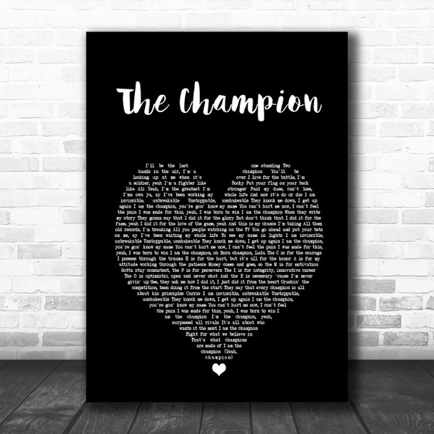 Carrie Underwood The Champion Black Heart Song Lyric Art Print