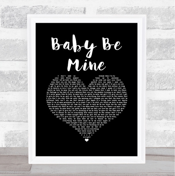 Michael Jackson Baby Be Mine Black Heart Song Lyric Art Print