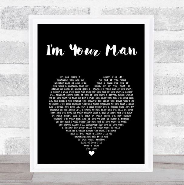 Leonard Cohen I'm Your Man Black Heart Song Lyric Art Print