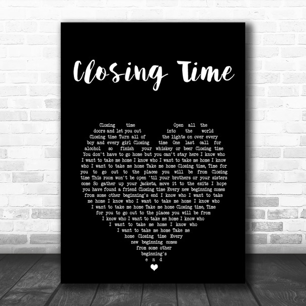 Semisonic Closing Time Black Heart Song Lyric Art Print