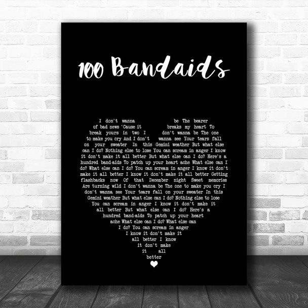 Faouzia 100 Bandaids Black Heart Song Lyric Art Print