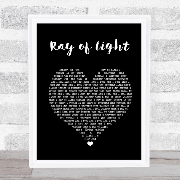 Madonna Ray of Light Black Heart Song Lyric Art Print