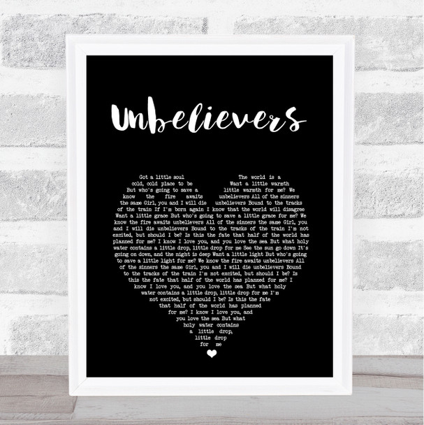 Vampire Weekend Unbelievers Black Heart Song Lyric Art Print