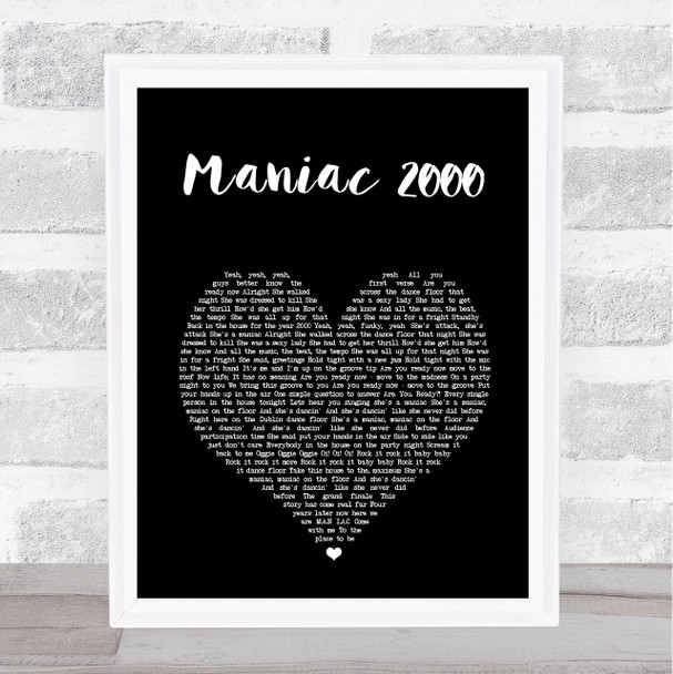 Mark McCabe Maniac 2000 Black Heart Song Lyric Art Print