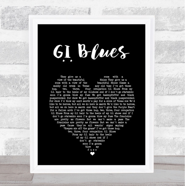 Elvis Presley G.I. Blues Black Heart Song Lyric Art Print