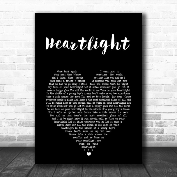 Neil Diamond Heartlight Black Heart Song Lyric Art Print