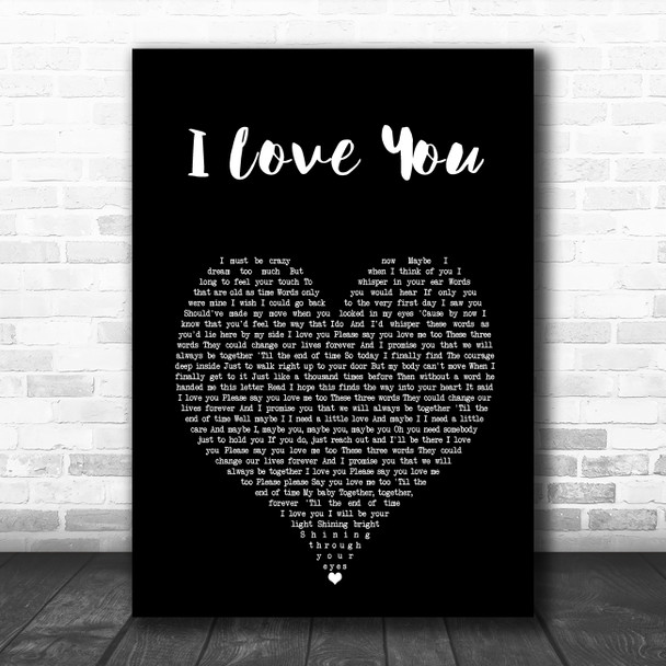 Céline Dion I Love You Black Heart Song Lyric Art Print