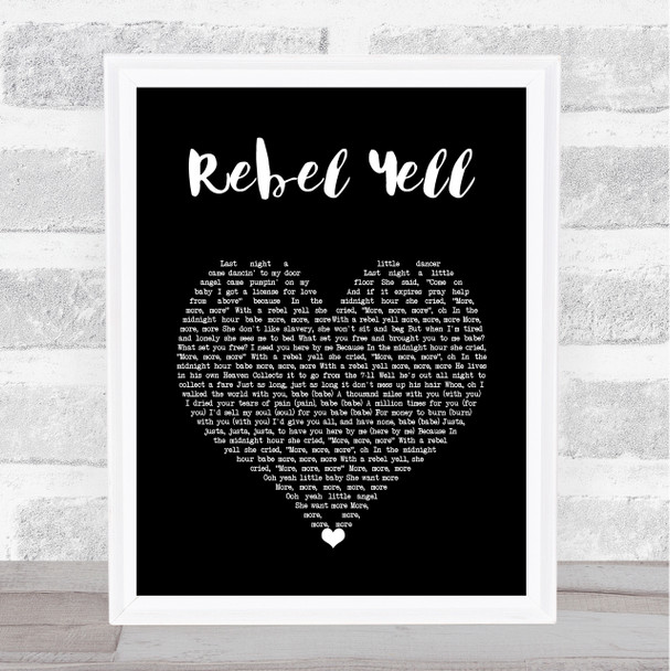 Billy Idol Rebel Yell Black Heart Song Lyric Art Print