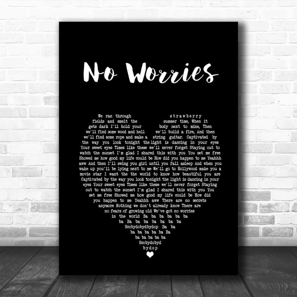 McFly No Worries Black Heart Song Lyric Art Print