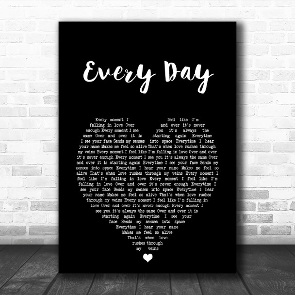 Agnelli & Nelson Every Day Black Heart Song Lyric Art Print