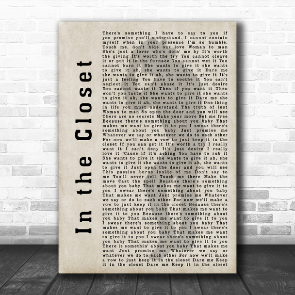 Michael Jackson In the Closet Shadow Song Lyric Music Wall Art Print