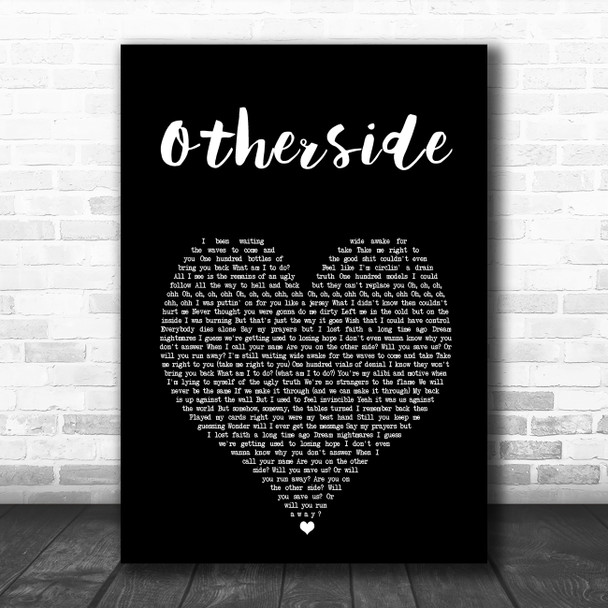 Post Malone Otherside Black Heart Song Lyric Art Print