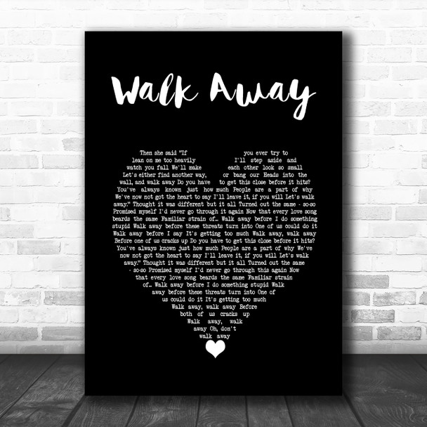 The Beat Walk Away Black Heart Song Lyric Art Print