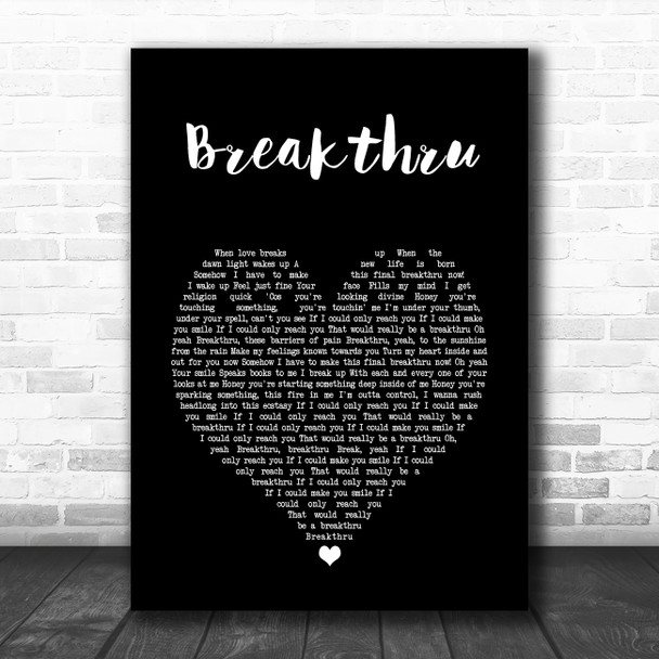 Queen Breakthru Black Heart Song Lyric Art Print