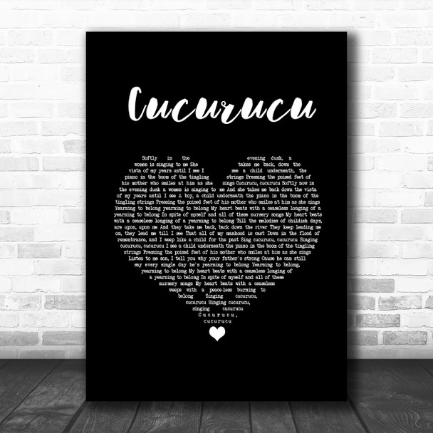 Nick Mulvey Cucurucu Black Heart Song Lyric Art Print