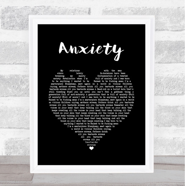 Palaye Royale Anxiety Black Heart Song Lyric Art Print