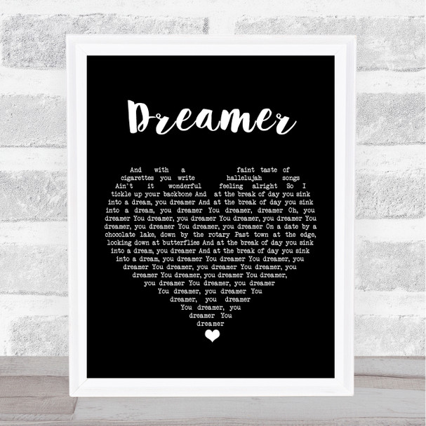 Jenn Grant Dreamer Black Heart Song Lyric Art Print