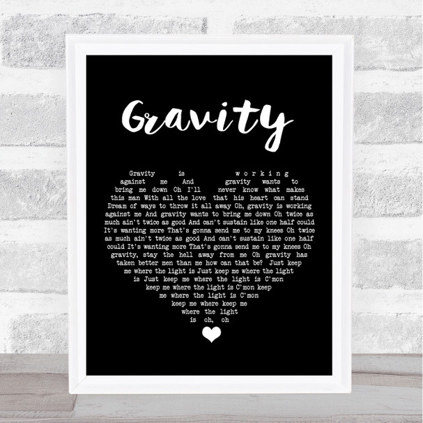 John Mayer Gravity Black Heart Song Lyric Art Print