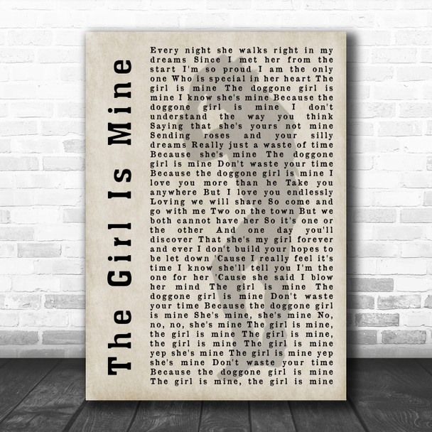 Michael Jackson The Girl Is Mine Shadow Song Lyric Music Wall Art Print