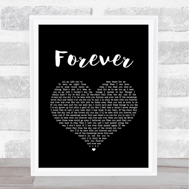 Liberty X Forever Black Heart Song Lyric Art Print