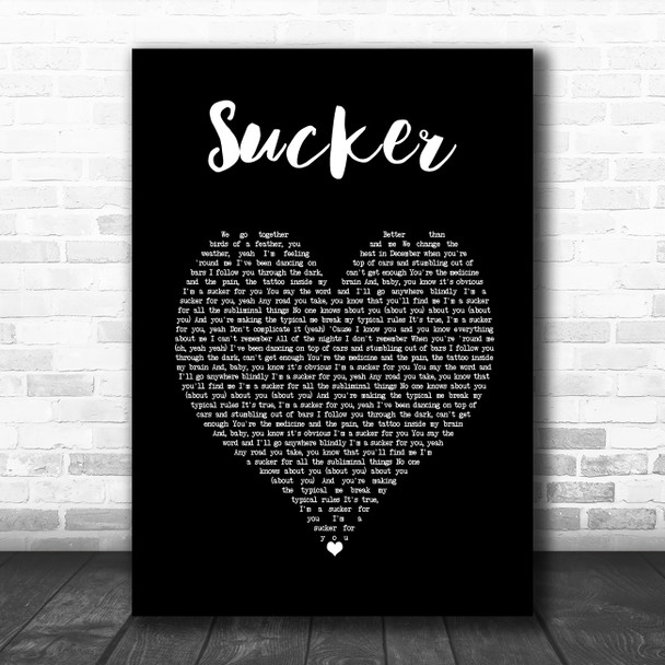 Jonas Brothers Sucker Black Heart Song Lyric Art Print