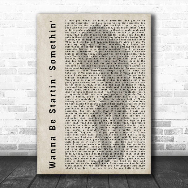 Michael Jackson Wanna Be Startin' Somethin' Shadow Song Lyric Music Wall Art Print