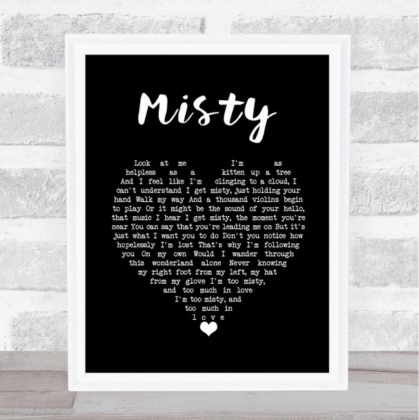 Erroll Garner Misty Black Heart Song Lyric Art Print