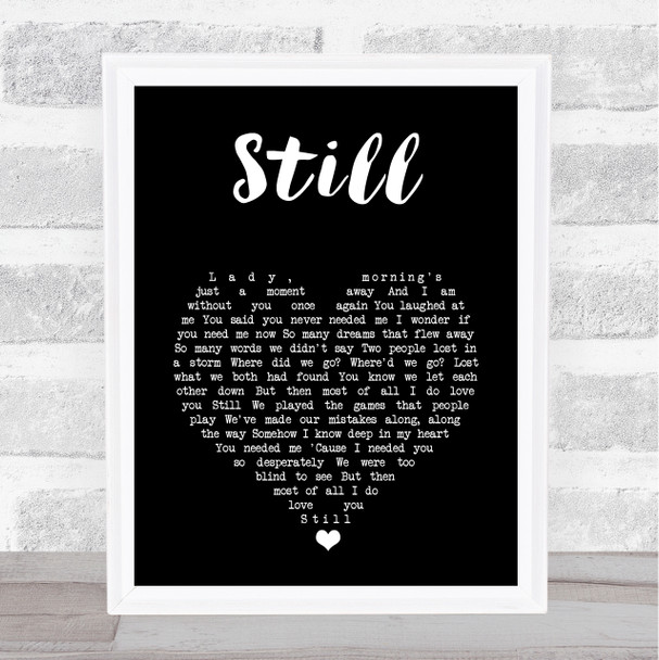 Commodores Still Black Heart Song Lyric Art Print