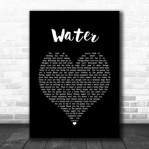 Jamie Grey Water Black Heart Song Lyric Art Print