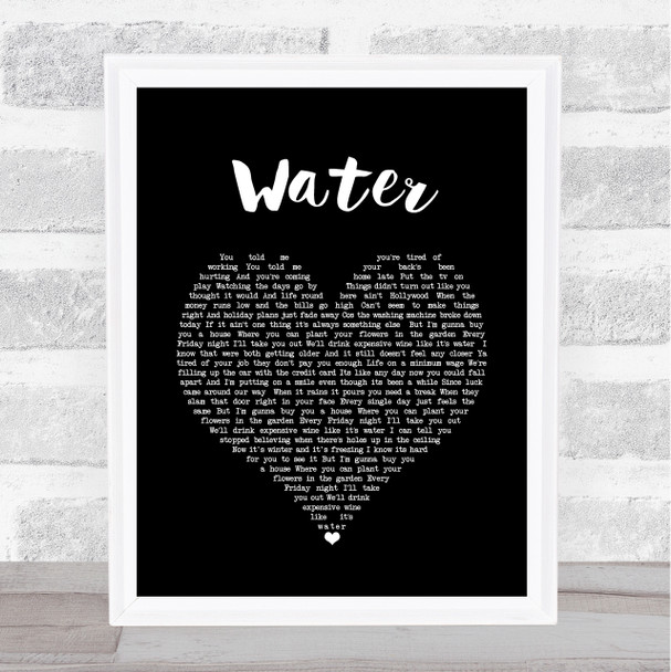 Jamie Grey Water Black Heart Song Lyric Art Print
