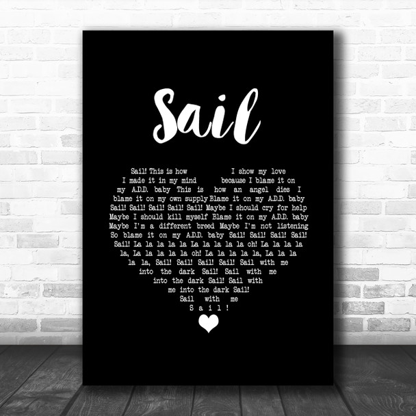 AWOLNATION Sail Black Heart Song Lyric Art Print