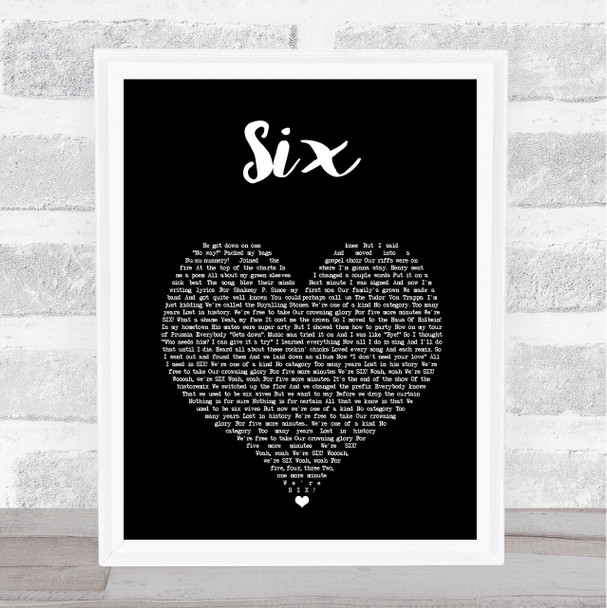 Six The Musical Six Black Heart Song Lyric Art Print