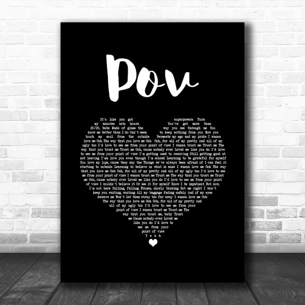 Ariana Grande pov Black Heart Song Lyric Art Print