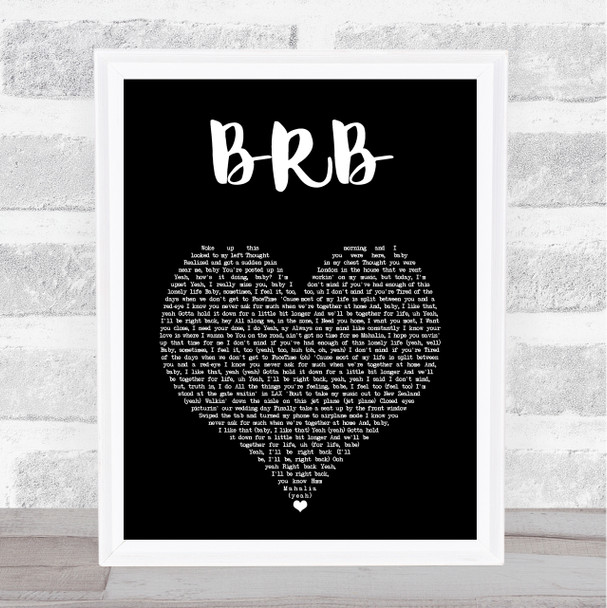 Mahalia BRB Black Heart Song Lyric Art Print