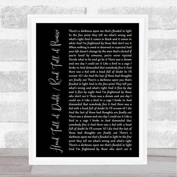 The Avett Brothers Head Full of Doubt Road Full of Promise Black Script Song Lyric Art Print