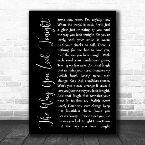 Fred Astaire The Way You Look Tonight Black Script Song Lyric Art Print