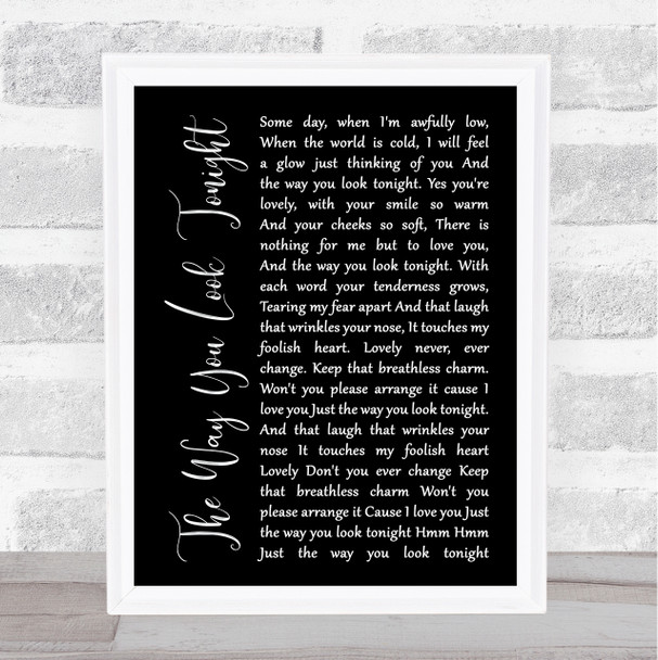 Fred Astaire The Way You Look Tonight Black Script Song Lyric Art Print