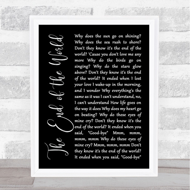 Skeeter Davis The End of the World Black Script Song Lyric Art Print