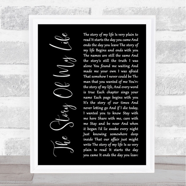 Neil Diamond The Story Of My Life Black Script Song Lyric Art Print