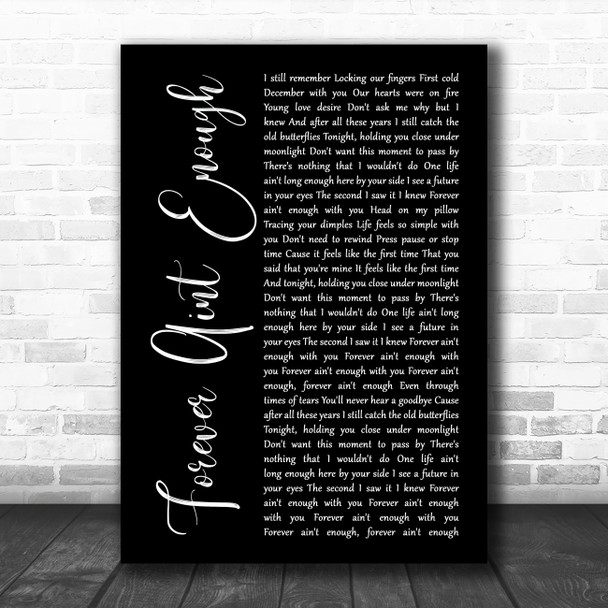 Ronan Keating Forever Aint Enough Black Script Song Lyric Art Print