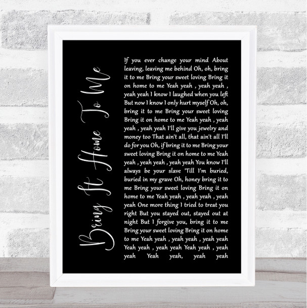 Sam Cooke Bring It Home To Me Black Script Song Lyric Art Print