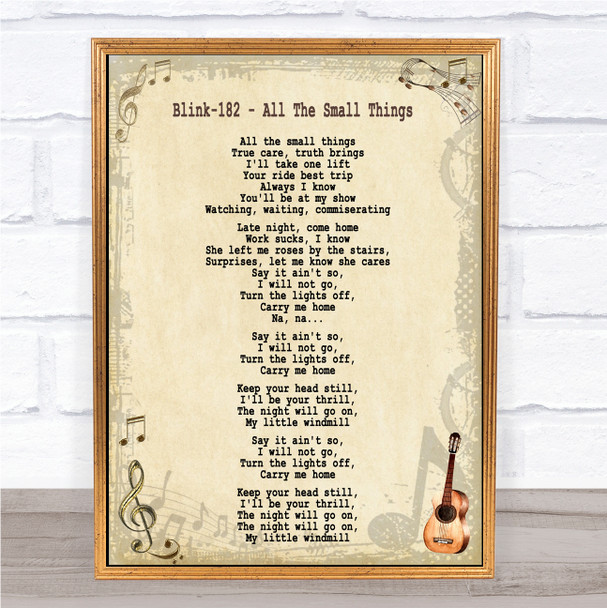 Blink-182 All The Small Things Song Lyric Music Wall Art Print