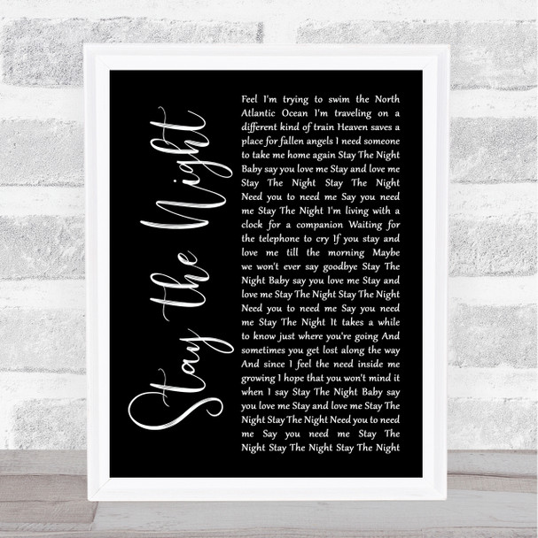 Jane Olivor Stay the Night Black Script Song Lyric Art Print