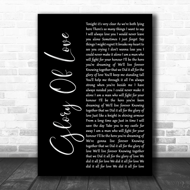 Peter Cetera Glory Of Love Black Script Song Lyric Art Print