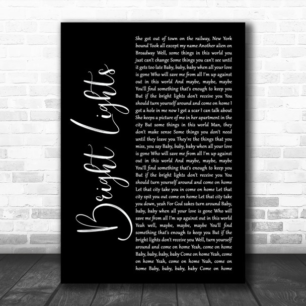 Matchbox 20 Bright Lights Black Script Song Lyric Art Print