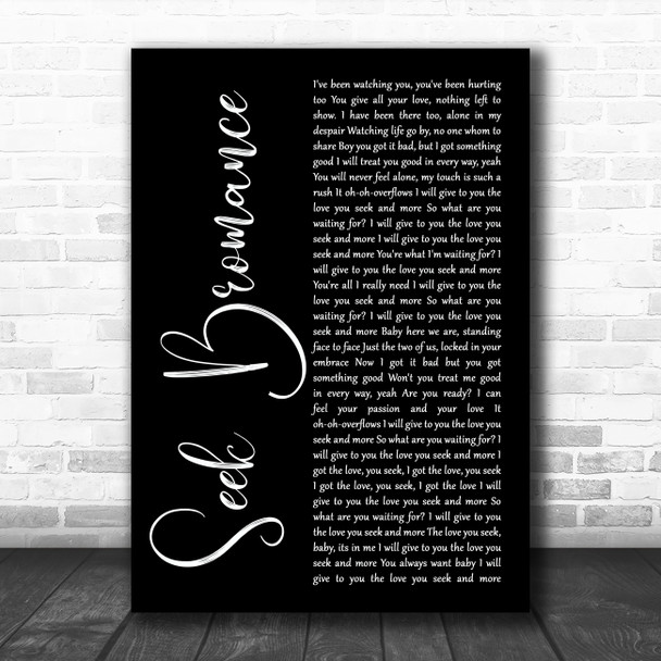 Tim Berg Seek Bromance Black Script Song Lyric Art Print